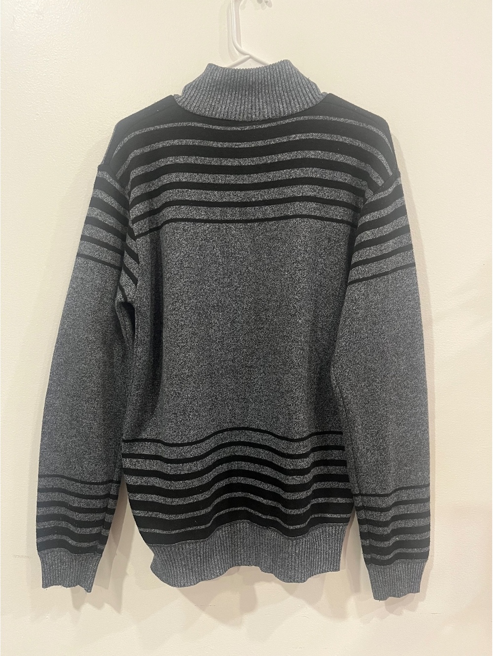 Rustic Ridge gray striped zip sweater - Picture 2 of 4